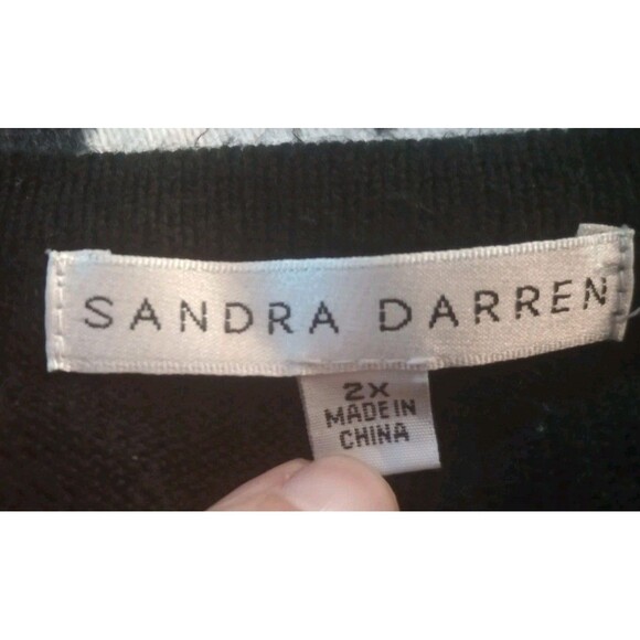 Sandra Darren Sweater Dress Chevron Zig Zag 3/4 Sleeve Size 2X - Picture 3 of 5